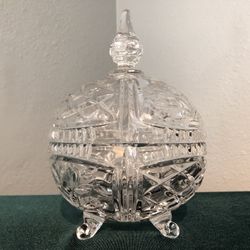 Vintage Heavy Lead Crystal Footed Candy Dish From Poland