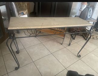 BeautifulStone top / Iron Long Entry Console/Sofa/Entrance tablet 52L x 16 W x 31 H 52L x 16 W x 31 H