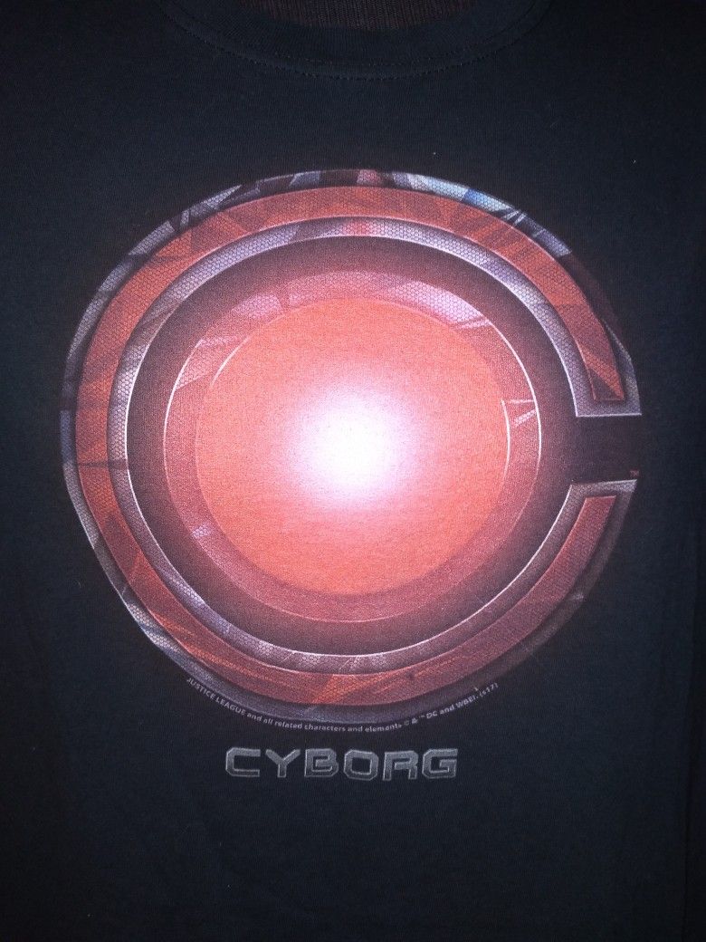 Justice League Movie Cyborg Logo DC Comics Licensed Adult T-Shirt Size 2XL