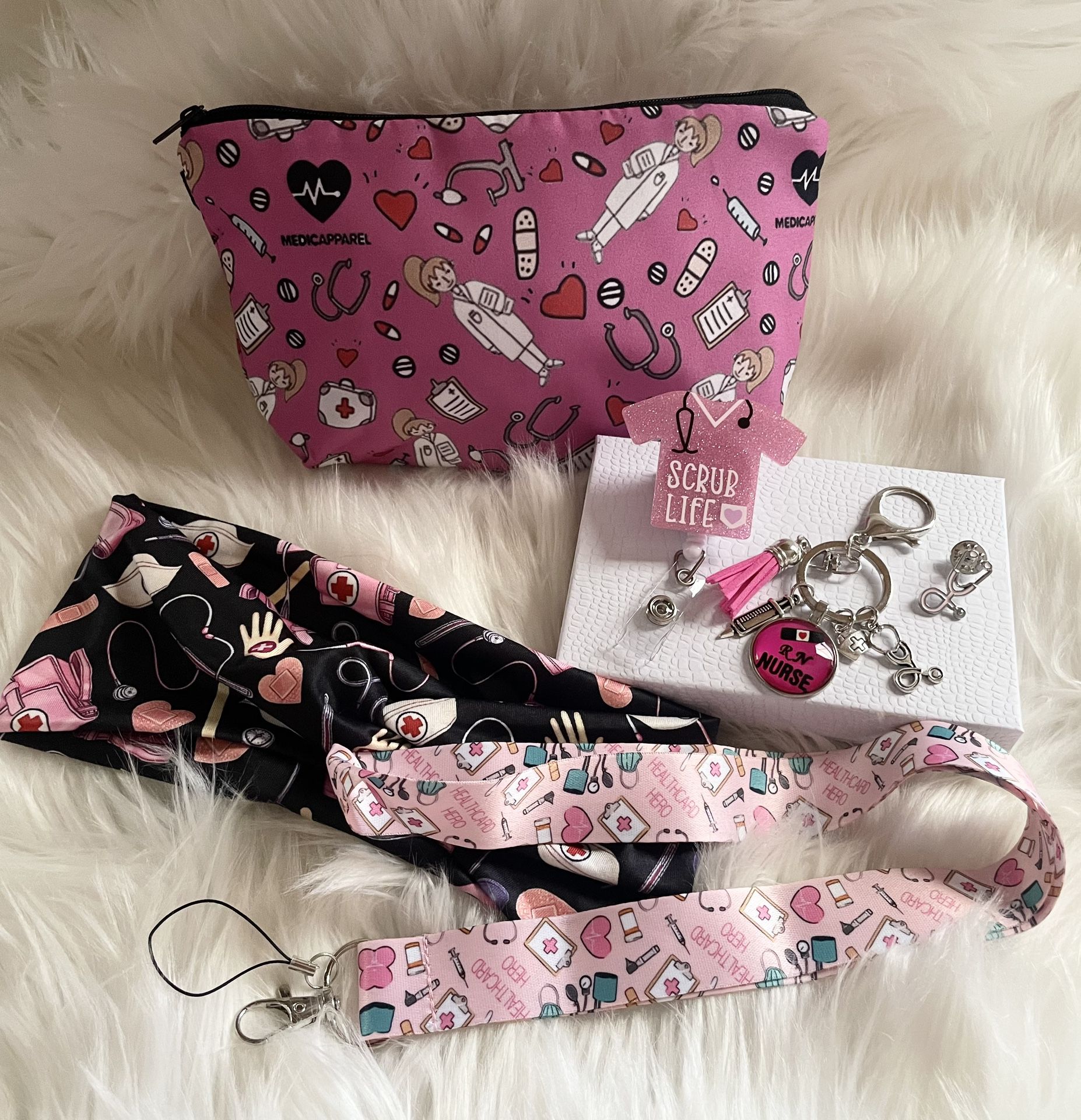 Brand New 6 Piece Pink Nurse Gift Set 