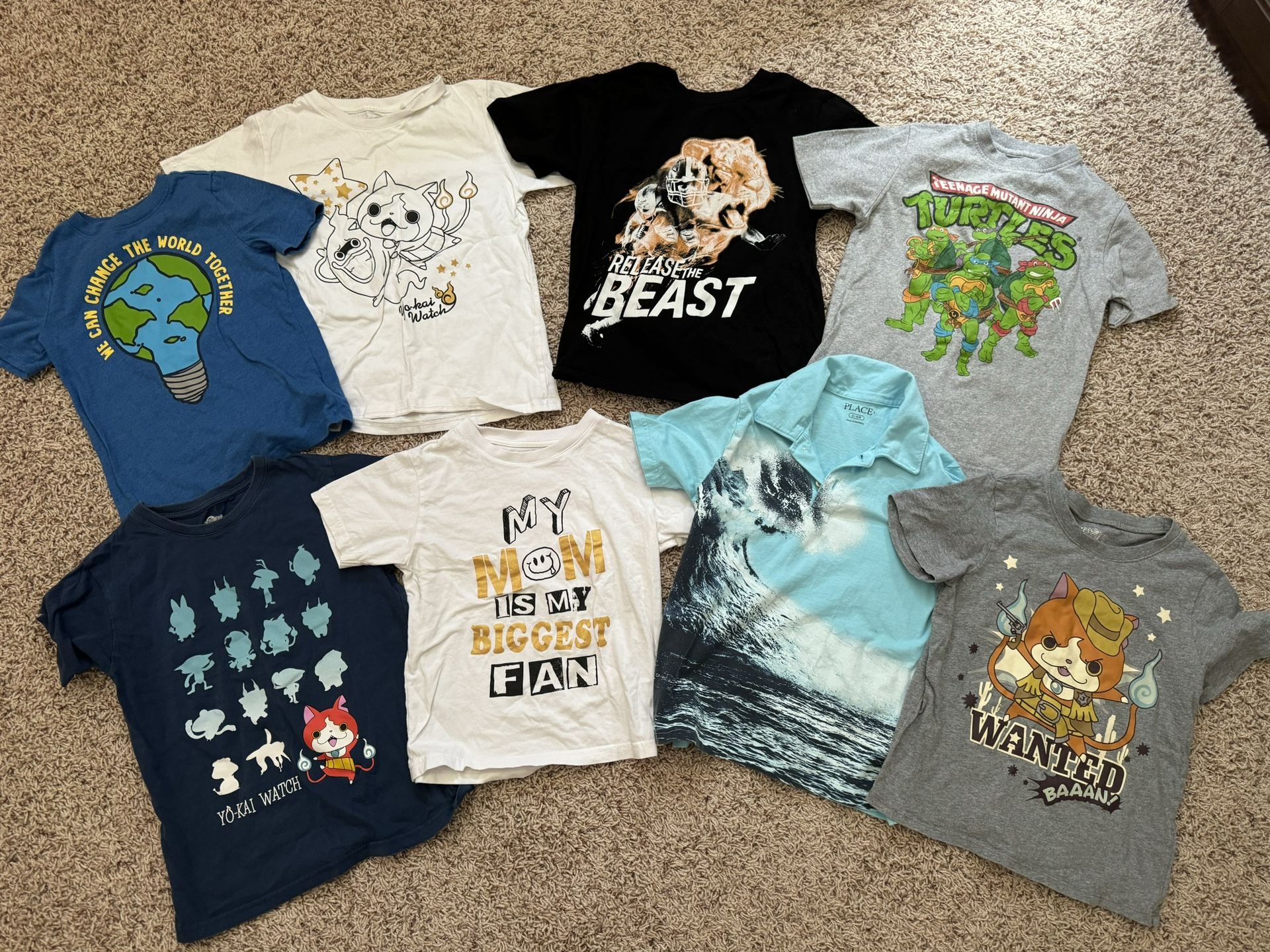 $1 each Boy t shirts size 5t mostly, Superman, yo-Kai watch, ultra man