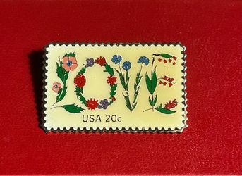 Vintage Love Postage Stamp Lapel Pin
