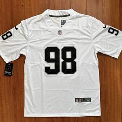 Raiders White Jersey For Maxx Crosby #98 New With Tags Available All Sizes 
