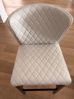 3 Crate and barrel Cream Quilted Real Leather Barstool Chair