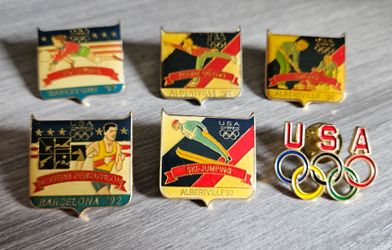 1992 USA Olympic Pins Barcelona Albertville Rings Lot Of 6