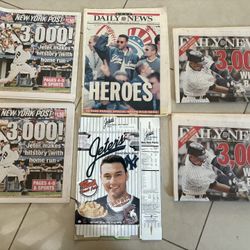 6 Yankees Newspapers Derek Jeter 3000 Hit, 1999 Championship     Nike Adidas Jerseys Scooter  Bike Giants Weights Sneakers Jordans Jets Knicks Mets 