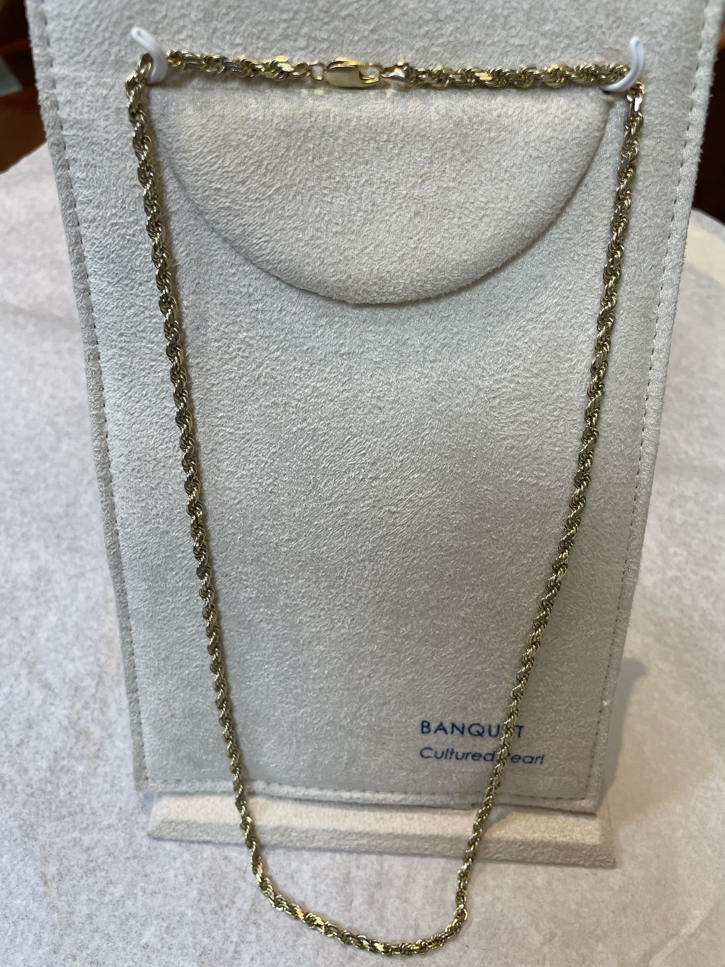 14k 3mm 22in Solid Diamond Cut Rope Chain