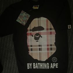 Bape shirt Burberry style logo (Size small)