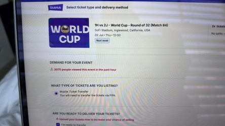 World Cup Tickets: Round of 32, Match of 84, 1H vs. 2J (Los Angeles Stadium/Sofi)