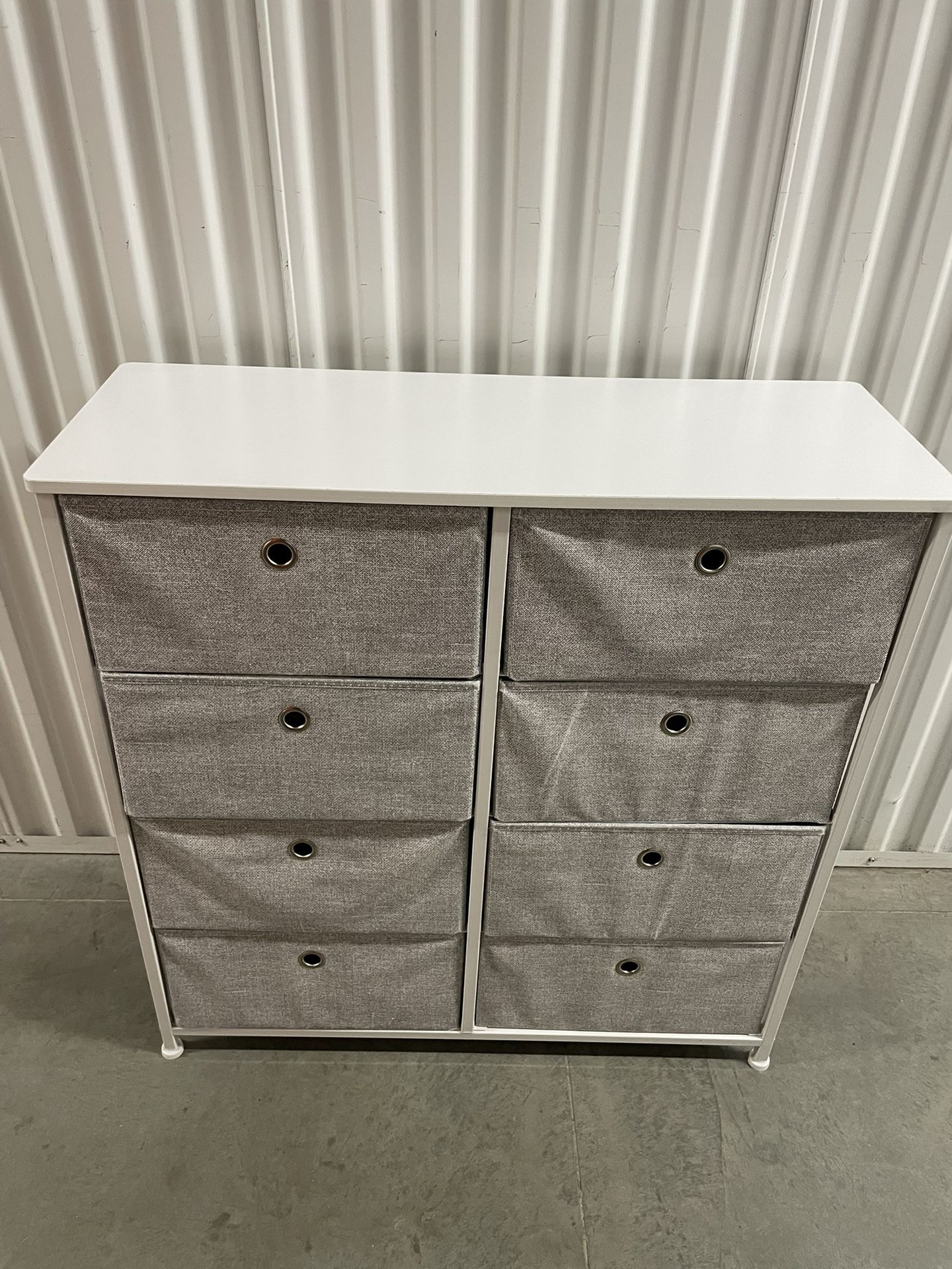 8- wooden frame w/fabric dresser (Like new)