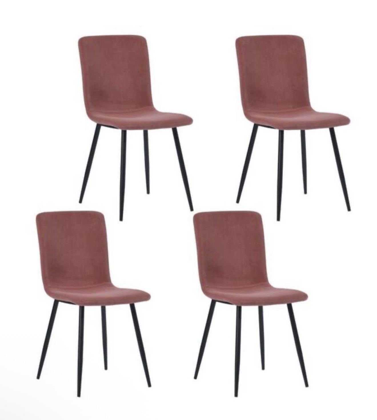 NEW Set Of 4 Pink Fabric Seat Solid Wood Dining Chairs Whit Metal Legs Only Chairs