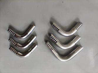 Stainless Steel 90° Barb Elbow 1/4"x 1/4" or 3/8"x 3/8". Set of 3.