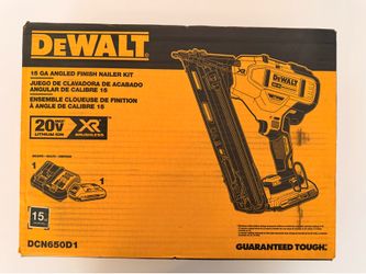 DEWALT DCN650D1 20V MAX XR 15GA Cordless Angled Finish Nailer Kit New