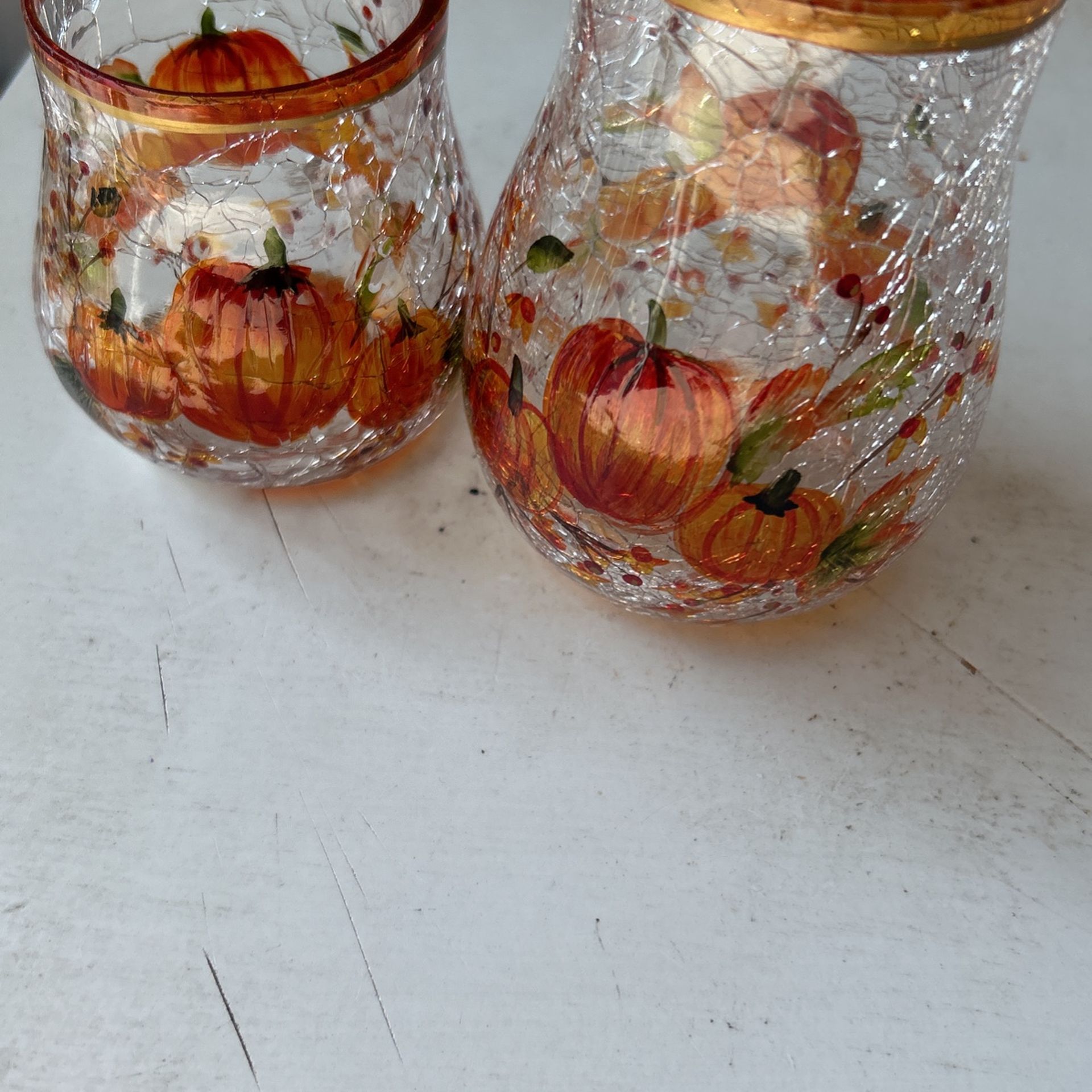 Yankee Candle Halloween Crackle Glass Candle Holders