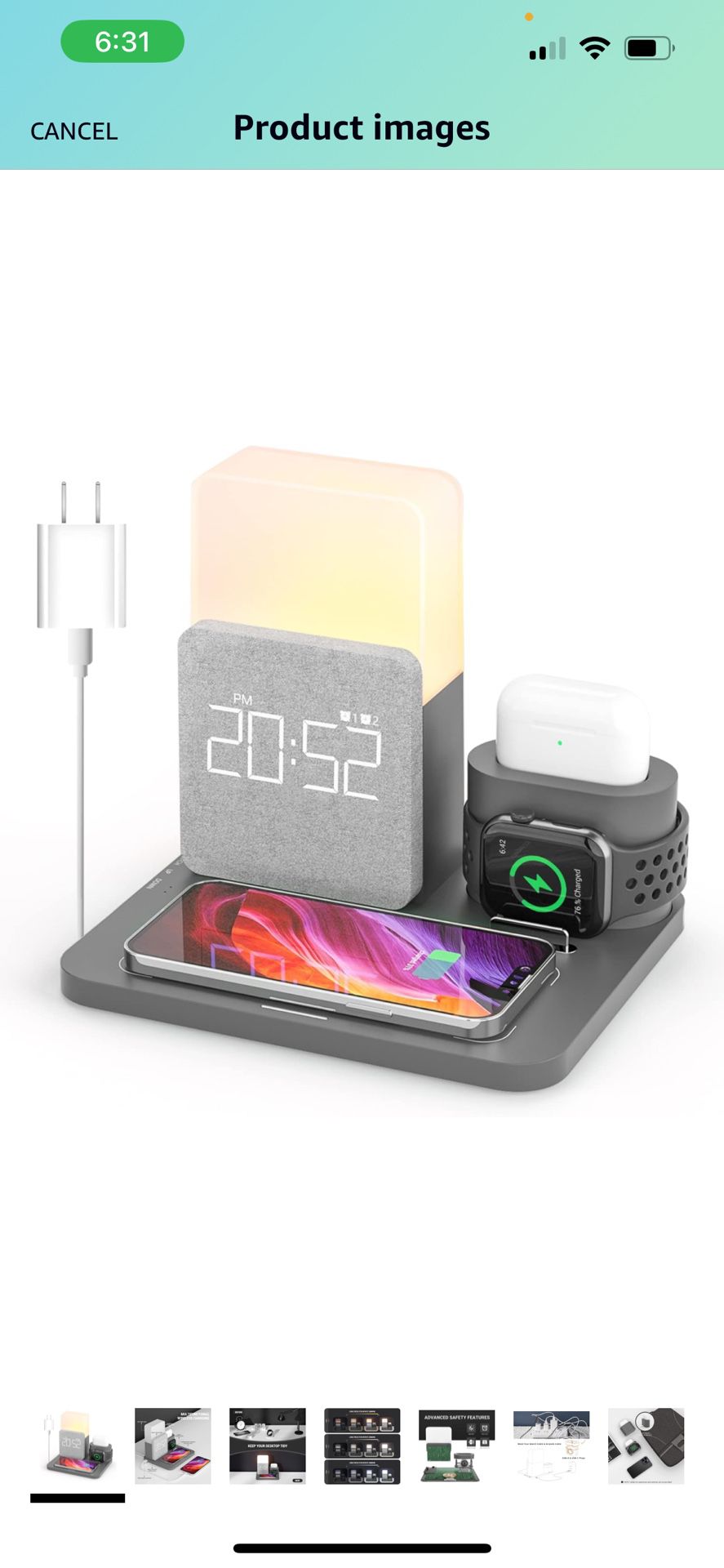 Wireless Charging Station, 3 in 1 Charging Station, Alarm Clock with Wireless Charger, Night Light, iPhone 12/13/14/15 Pro/13 Mini/13 Pro Max/12 pro, 