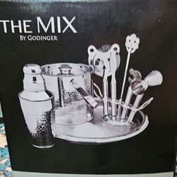 9 PC HAMMERED FINISH STAINLESS STEEL BAR SET