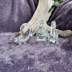 Three Clear Glass Figurines