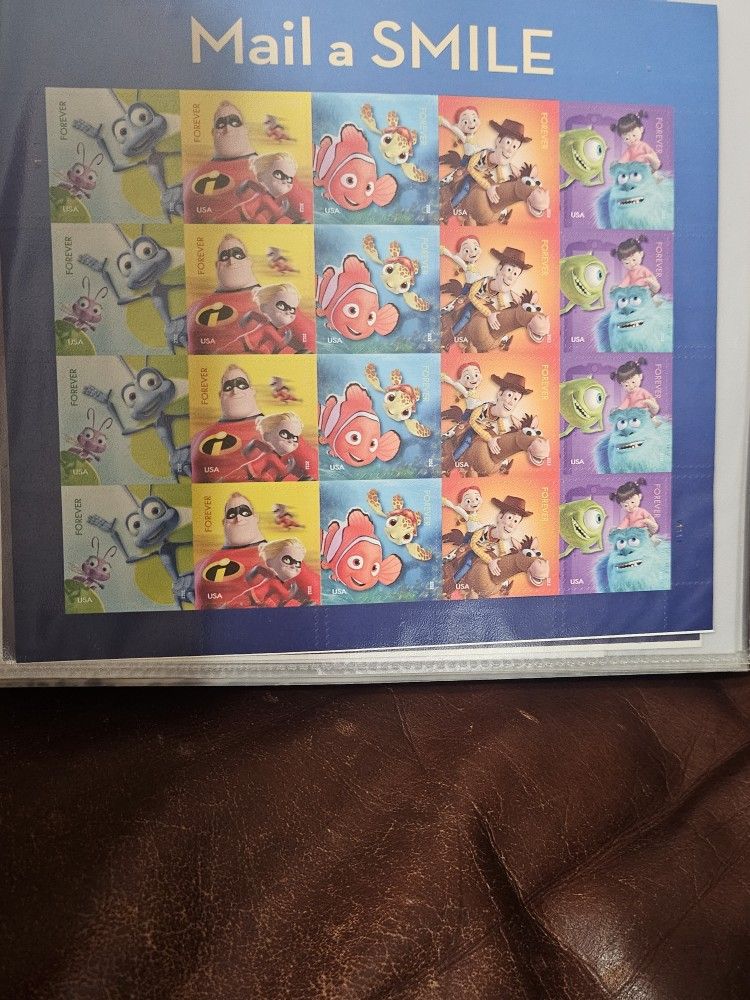 Disney Pixar Postage Stamps ( Mail A Sheet Sheet )