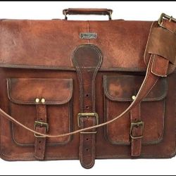 Cuero 16" Vintage Handmade Leather Briefcase/Messenger Bag