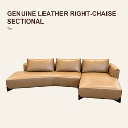 Genuine Leather Right-Chaise Sectional – Tan