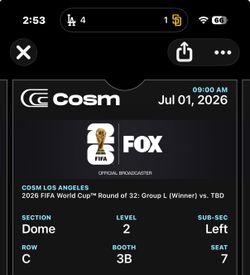 COSM Los Angeles England vs Ghana Dome tix