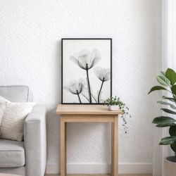 Modern Black & White Botanical Wall Art - Framed