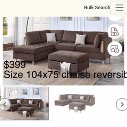 $379 Sectional Couch With Ottoman-brown $399