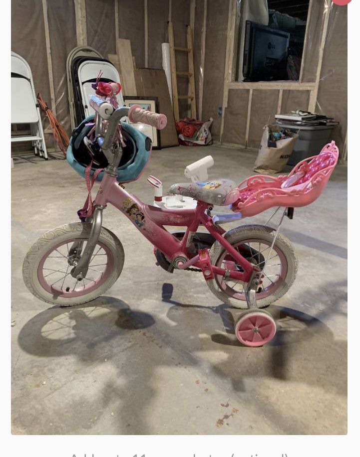 Girls 16” Disney Princess Bike w/Training Wheels