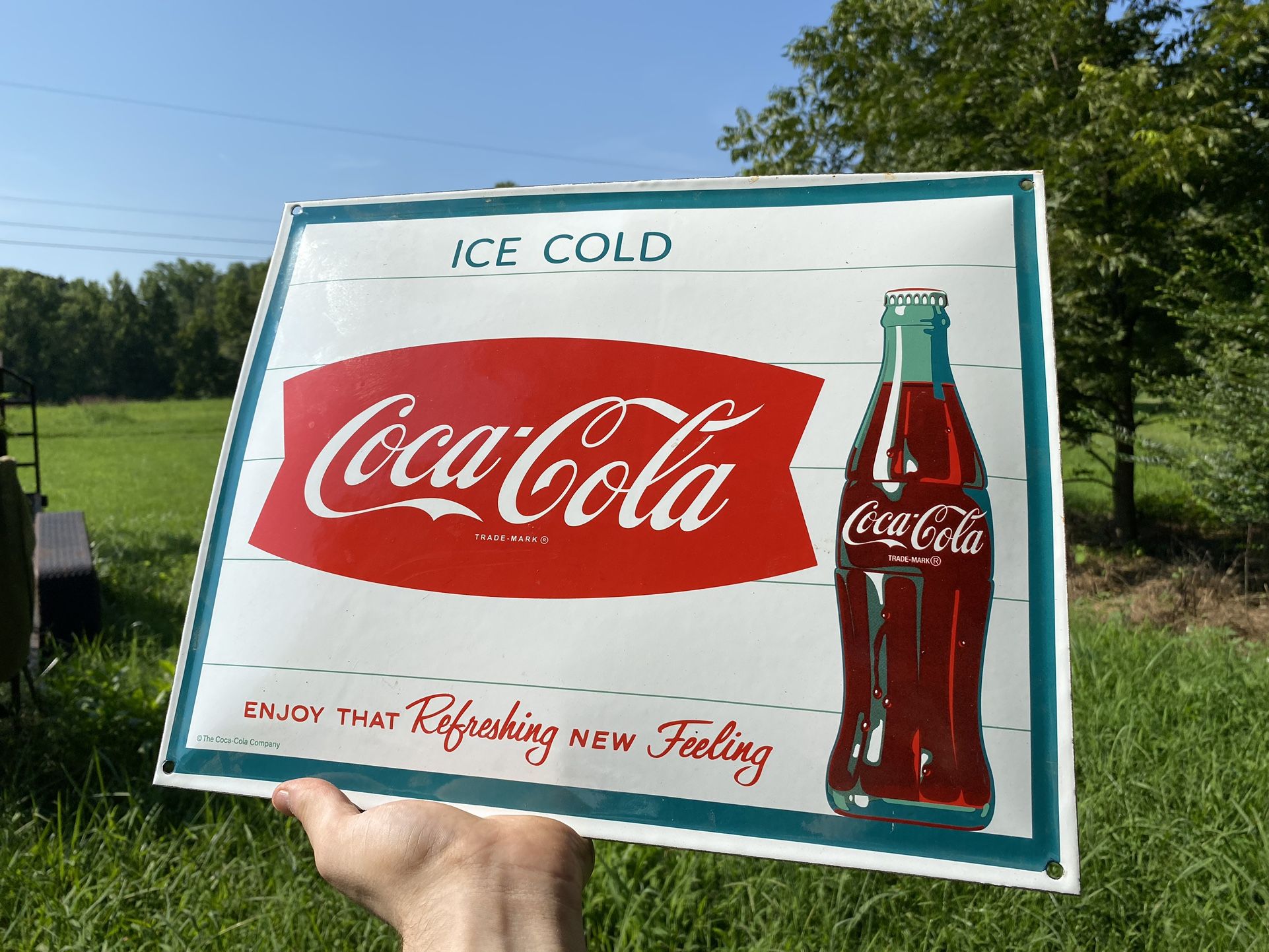 COCA COLA PORCELAIN SIGN SODA COKE POP 17" CONVEX BEVERAGE DINER DRINK