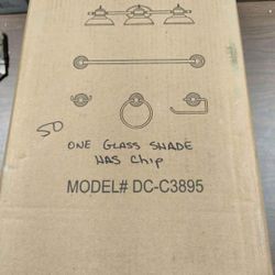 Bel Air 4 Piece Bathroom Accessories Set In Chrome Includes Light(1 Globe Chipped As Shown), Towel Bar, Towel Ring And Toilet Paper Holder