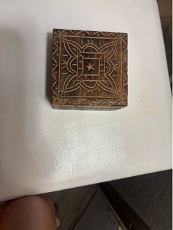 Hand carved wooden box