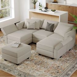 Teangela 6 Storage Ottomans Sleeper - Velvet Sofa Bed Modular Sectional Sofa Convertible Sofa Livingroom Bedroom Apartment Couch