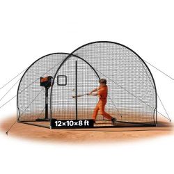  986& baseball batting cage, 3.6 x 3 x 2.3 m, portable and freestanding, with 4-layer polyester without knots and opening for throwing machine, indoor