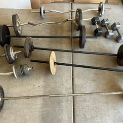 weights, barbells, bumbbells