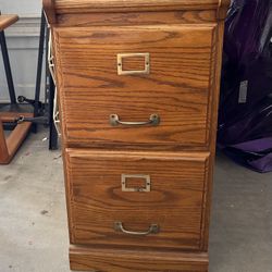 Solid Oak 2-drawer File Cabinet