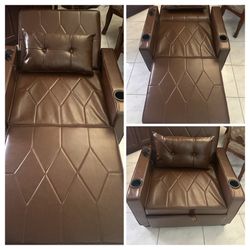 NEW Faux Leather Convertible Chair 3-In-1 Pull Out Sleeper Futon Chair Beds With Usb