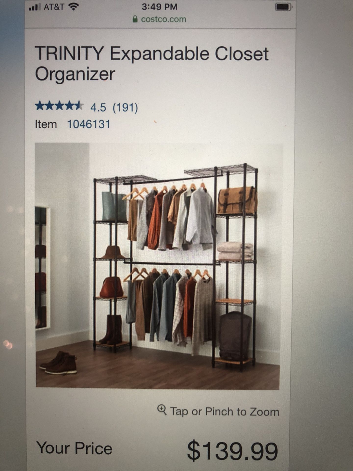 Expandable closet organizer (Costco)