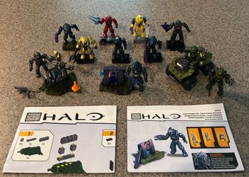 Retired Mega Bloks Halo Bundle – 97037 UNSC Weapons Pack + 97076 Covenant Weapons Pack + 11 Armed Minifigures – Excellent Condition