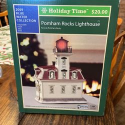 Pomham Rocks Lighthouse 2009 Blue Water Collection Christmas Village Addition