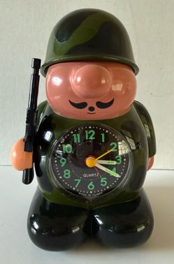 Vintage 1980s Mr. General Drill Sargent Army Soldier Alarm Clock