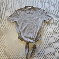 Madewell Knoted Front Tee Cropped Gray Women