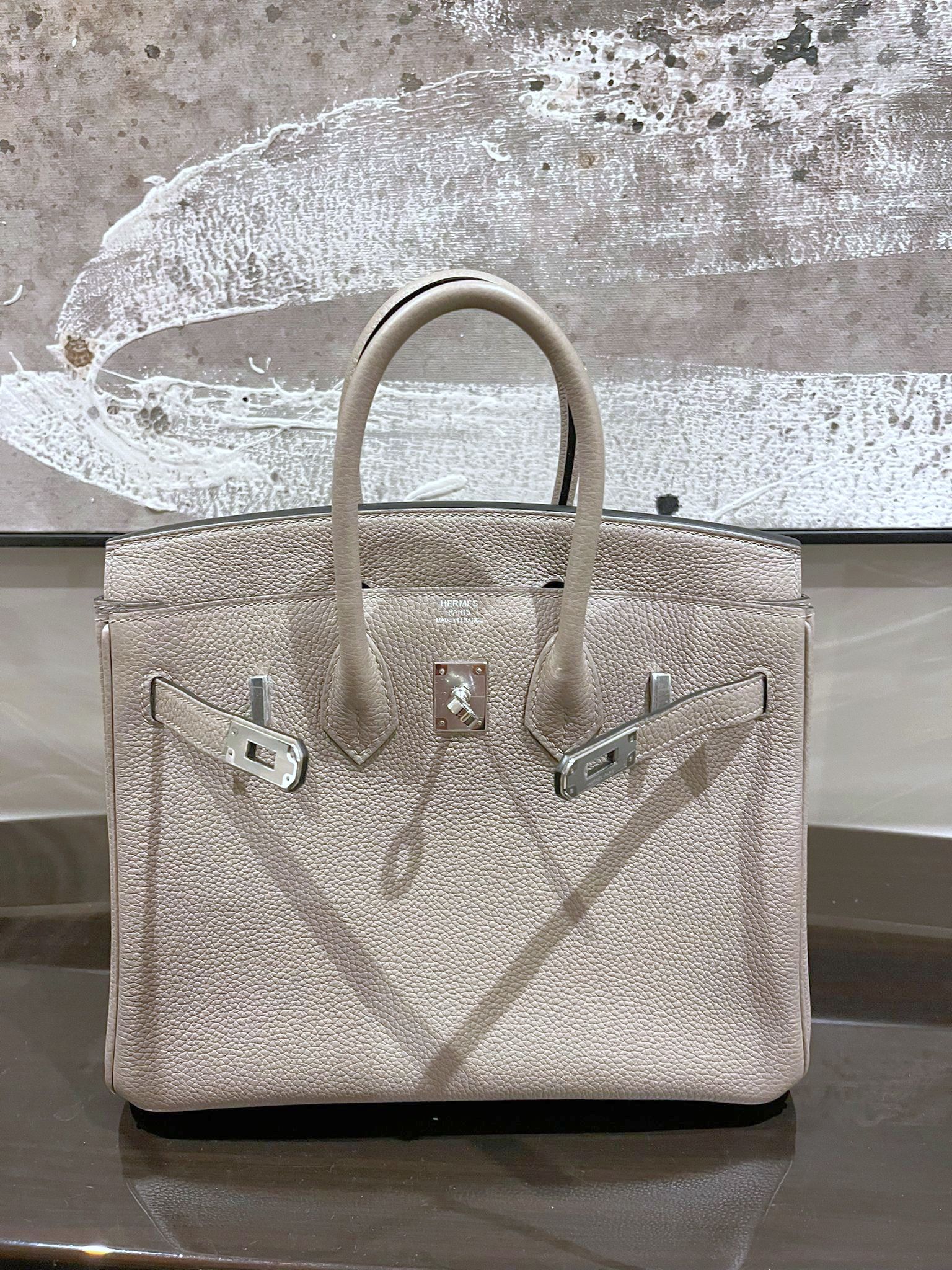 Gray Hermes Togo Leather Birkin 25