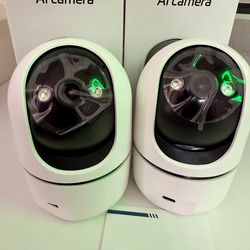 PTZ AI Camera Wired Wi-Fi IP Indoor Security Camera White (2 Pack)