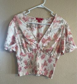 Guess Floral Smocked Crop Top XL