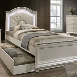 Brand New White Twin Size Bed w Trundle Bed (Also Available In Full Size)