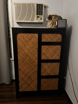 wicker and wood large dresser