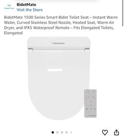 BidetMate 1500 Series Smart Bidet Toilet Seat – Instant Warm Water, Curved Stainless Steel Nozzle, Heated Seat, Warm Air Dryer, and IPX5 Waterproof Re