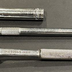1) S-K Tools Ratchet 1/4” Drive Chrome Knurled Handle USA Socket Wrench SK 40970 2) SK Hand Tools 41911 11/32" 6 Point 1/4" Drive Fractional Deep Chro