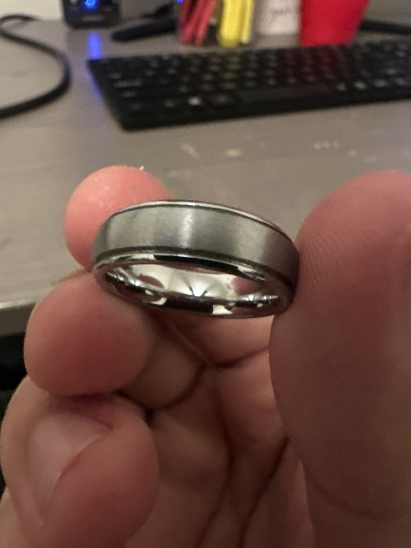 tungsten carbide brushed satin ring men