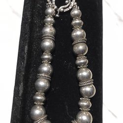 Vintage Sterling Silver Bead Link Bracelet 